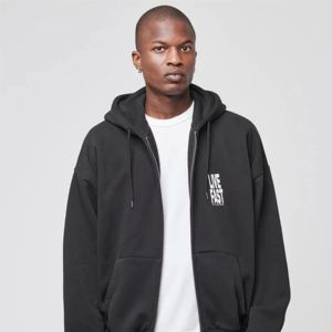 100% coton pleine fermeture éclair rue fumée gris surdimensionné sweats à capuche zippés 100% coton 450 GSM poids lourd personnalisé sérigraphié sweats à capuche - Product Image 5