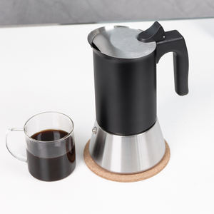 Cafetière Moka en acier inoxydable écologique 6 tasses, machine à expresso <span class=keywords><strong>italienne</strong></span> pour cuisinière avec poignée en bois, compatible induction, logo personnalisé - Product Image 2