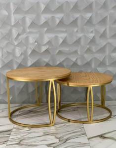 Ensemble de 2 tables basses imbriquées Art déco modernes Table d'appoint ronde en bois pour les occasions de Diwali - Product Image 4