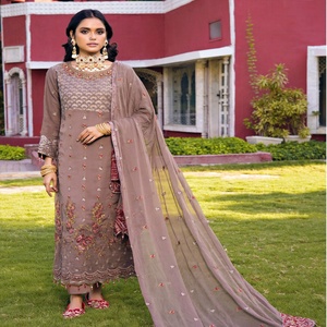 MI Création de luxe en mousseline de soie femmes vêtements de fête formels Original marque pakistanaise Salwar Kameez Volume Nigar Style - Product Image 3