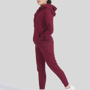 Women Solid Color Hooded Tracksuit Full Sleeve Casual Sweatshirt <b>Pants</b> Set Side Pockets Autumn 100% Cotton Regular Fit - Product Image 6