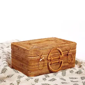 Classic luggage travel bags large medium small rattan suitcase rattan travel bag organized trunks with handle