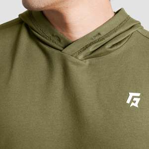 Solid <b>Olive</b> Perform Hooded Tank-Fitness Gym Tank Top Singlet XL Size Breathable Knitted Fabric Print Summer Fitness Wear - Product Image 5