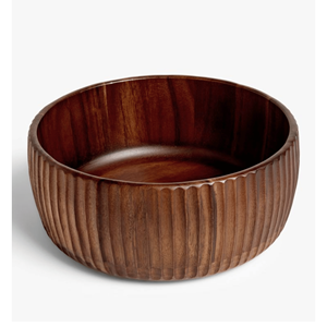 Tazón para Ensalada de Madera de Acacia Pulida con Diseño Bohemio, Tazón para Servir Ecológico con Divisor, Marca Lavihexco, Vajilla al por Mayor - Product Image 2