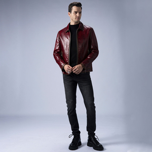 Veste en cuir de vachette authentique au design unique pour hommes Veste en cuir souple confortable avec broderie et design personnalisé pour hommes - Product Image 6