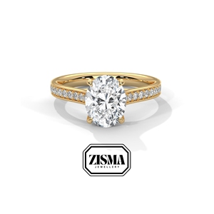 แหวนทองคำแท้14K มีสไตล์พร้อมเพชร2 CT ทรงรีสำหรับปลูกในห้องปฏิบัติการได้รับการรับรองการจัดหาเครื่องประดับหมั้นแบบกำหนดเอง - Product Image 5