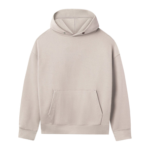 Comprar personalizado más tamaño sudaderas con capucha Botón de cuello sudaderas con capucha recortada Boxy Hoodie 100% algodón de alta calidad sudaderas con capucha Unisex 2025 - Product Image 3
