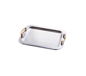 Bandeja de servicio de metal chapado en oro Elegante metal Apto para lavavajillas Durable Fiestas para comidas y cenas Servidor Bandeja de servicio de oro - Product Image 5