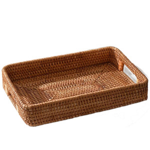 Plateau de service en rotin/jacinthe d'eau de formes diverses fait à la main au Vietnam pour les centres de villégiature et les hôtels - Product Image 1