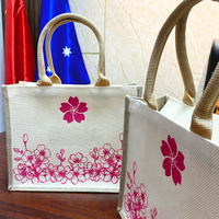 Bolsa de yute de tamaño mediano más vendida, diseño personalizado, Impresión de logotipo, transferencia de calor, Material PP, bolsa de compras colorida hecha en Vietnam
