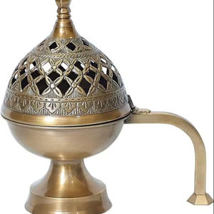 Brûleur d'encens en laiton antique, article de Pooja et accessoires, brûleur de Loban de luxe, décoration de mariage Diwali, diffuseur d'encens pour cadeaux - Product Image 1