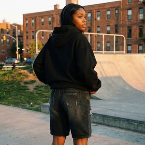 Shorts de Mezclilla para Mujer, Personalizados, Lisos, Teñidos, Estilo Urbano, Corte Regular, Desgastados, Casuales, de Gimnasio, Pantalones Cortos, Cintura Alta, Poliéster/Algodón - Product Image 6