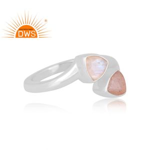Superventas plata esterlina fina Arco Iris Luna piedra y melocotón Luna piedra preciosa anillo ajustable joyería personalizada para mujer regalo F - Product Image 3