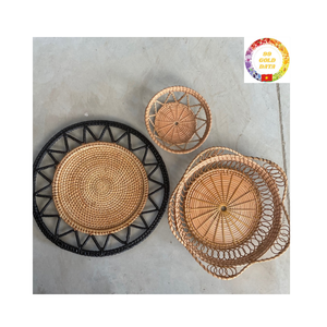Placa de cargador de ratán redonda rústica, tejido Natural mantel, vajilla decorativa hecha a mano de Vietnam - Product Image 3