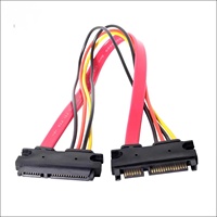 Kabel pemisah SATA 7 + 15 Pin, kecepatan tinggi dengan pelindung kepang daya ganda & ekstensi Data untuk SSD/HDD, OEM tersedia