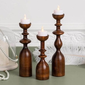 Vintage Wooden <b>Tealight</b> Holder Wood Tableware Decorative Home Wedding Candleholder on Sale - Product Image 5