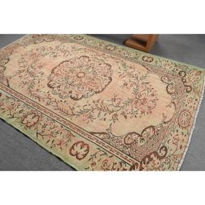 Alfombra turca de área grande, diseño clásico de retazos rosa y verde, alfombra grande de lana rectangular abstracta de 6x9 pies para adolescentes que viven en látex - Product Image 4