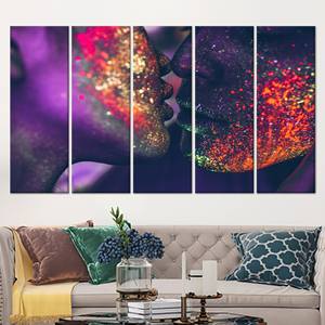 Impresión en Lienzo Beso Sensual: Decoración de Pared para Adultos, Juego de 5 Lienzos - Product Image 1