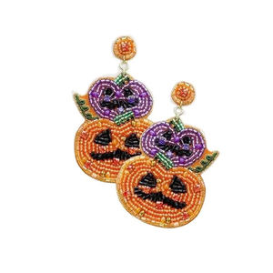 Best Selling Trendy Halloween Unisex Diamond Pearl Beaded Bat Drop Dangle Earrings Gold Plated Unique Cosplay Jewelry for Women - Product Image 5