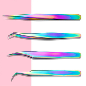 Pinzas de pestañas de acero inoxidable con etiqueta privada personalizada, herramienta de extensión de pestañas con punta de fibra, herramienta de belleza personalizada con impresión de logotipo - Product Image 5