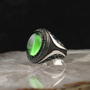 Mới đến chất lượng cao sang trọng 925 Sterling bạc Zircon nhẫn cho nam giới đá tự nhiên Thổ Nhĩ Kỳ đồ trang sức - Product Image 1