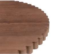 Nouveau modèle de vague moderne en bois d'acacia massif finition noyer américain avec base en laiton en métal Table basse ronde de luxe industrielle