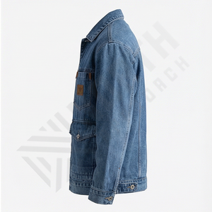 Chaqueta de Moda Urbana para Hombre, Estilo Casual, de Mezclilla y Algodón, Corte Ajustado, Reversible, con Cuello Alto y Logotipo Frontal, Venta Caliente - Product Image 3