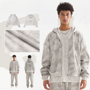 100% algodón Unisex en blanco francés Terry Sudadera con capucha de gran tamaño chaqueta con cremallera hombres contraste costura Zip up Sudadera con capucha - Product Image 4