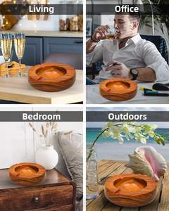 ที่เขี่ยบุหรี่ไม้ตกแต่ง สำหรับใช้ภายในและภายนอกอาคาร สำหรับบ้านและสำนักงาน ที่เขี่ยบุหรี่ไม้ทำมือ สำหรับบุหรี่และซิการ์ - Product Image 5