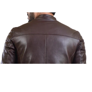Veste d'hiver en cuir d'agneau véritable originale pour homme, col montant, logo frontal, dernier design, OEM, haute qualité, personnalisable, élégante - Product Image 6