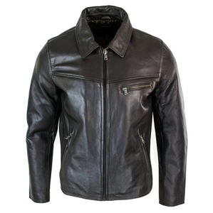 Esprit Genuine Leather Winter Biker Jacket Quilted Breathable Sherpa Zipper Closure Turndown Collar High <b>Street</b> Plain Dyed Black - Product Image 4