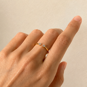 Bague en diamant à extrémité ouverte - Bande solitaire réglable en argent sterling - Product Image 3