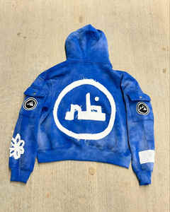 Custom Design Men's Embroidery Patch Patchwork <b>Zip</b> up <b>Hoodies</b> Acid Washed Vintage <b>Pockets</b> French Terry Sun Faded Men <b>Hoodies</b> - Product Image 4