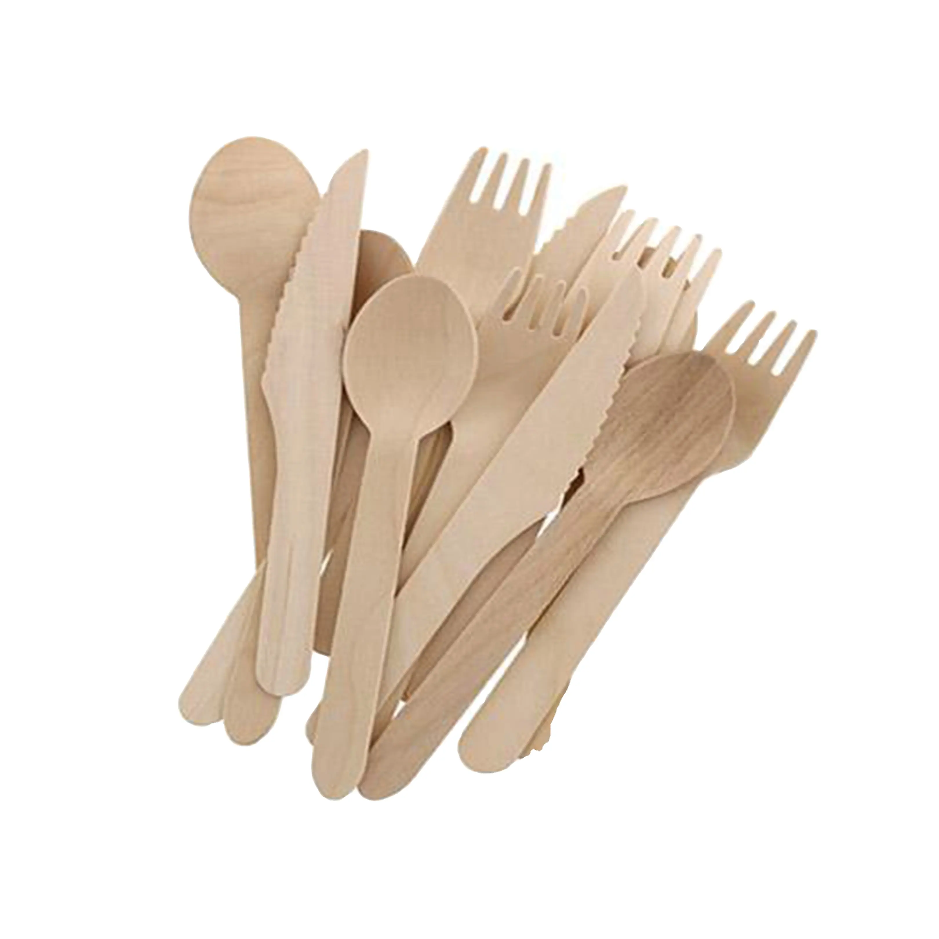 Cucchiai, forchette, coltelli e stuzzicadenti in legno usa e getta biodegradabili più venduti di alto livello