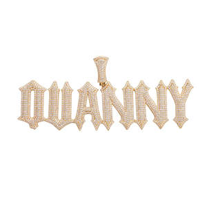 Collier avec pendentif lettre personnalisé plaqué or, serti de moissanite, style hip-hop, bijoux unisexe - Product Image 2