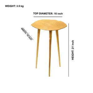 Aluminum <b>Table</b> for Home Use Metal Snacks Round <b>Table</b> Golden Color Coffee <b>Table</b> Original Indian Manufacture - Product Image 3