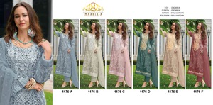 Costume pakistanais élégant pour les mariages Diwali Parties Organza lourd avec séquence de broderie coupe travail Moti détaillant conception de volants - Product Image 6