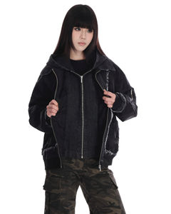 Veste décontractée unisexe de style urbain haut de gamme, coupe ample, pour couple, en denim vintage avec surpiqûres, respirante - Product Image 5