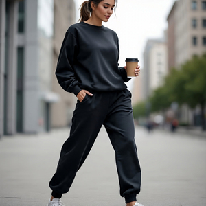 Vêtements de sport Jogging Puff Print Sweat-Pants Pantalons Femmes Casual Respirant Heavyweight Puff Print Fleece Sweat Pants Pyjama - Product Image 5