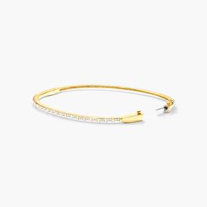 Baguette Diamond Bracelet and <b>Bangle</b> 18KT <b>Solid</b> <b>Gold</b> 0.75 CT Elegant Luxury Jewelry Accessory - Product Image 2