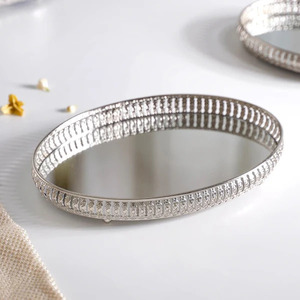 Modern Luxury Metal Tray <b>Round</b> Square Shaped with <b>Mirror</b> Home Decor Accessories-Elegant Glass Mirrored Serving Tray - Product Image 5
