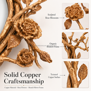 <span class=keywords><strong>Specchio</strong></span> da <span class=keywords><strong>Parete</strong></span> Rotondo in Rame di Lusso per Arredamento Soggiorno - Product Image 3