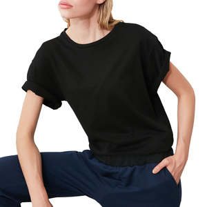 Custom Cropped Fitted Tee 95 Cotton 5 Spandex Fitness Fit <b>T</b> <b>Shirts</b> <b>Ladies</b> logo Women Crop Tops Breathable <b>t</b> <b>Shirt</b> for Women - Product Image 1