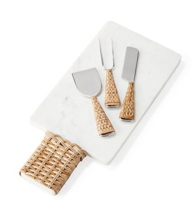 Juego de queso de acero inoxidable con mango de ratán pulido hecho a mano para juegos de cuchillos de aniversario de boda a bajo costo - Product Image 1