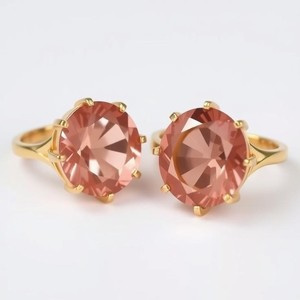 แหวนสตรีชุบทอง18K ปรับขนาดได้ประดับเพทายสีชมพูแวววาวแหวนปาร์ตี้ชุบโรเดียมสำหรับผู้หญิง - Product Image 2