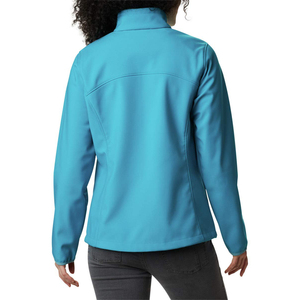 Women's Blue Fleece <b>Jacket</b> Windproof Stand Collar Zipper Closure Casual Autumn Wear Regular Fit Solid Color Polyester Material - Product Image 3