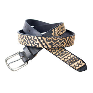 Ceinture en cuir de vachette véritable classique ornée longueur personnalisée alliage Vintage pour boucle mode Style décontracté point brodé - Product Image 1