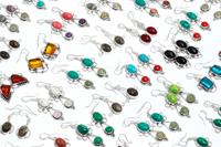 Boucles d'oreilles pendantes faites à la main en argent allemand pour femmes, lot de 15 pièces, assortiment de cristaux longs à bélière, pierres précieuses plaquées argent, tendance