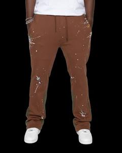 Hot Sale Men's Cotton Flared Sweatpants Custom Printed Logo Streetwear <b>Joggers</b> with Elastic Waist <b>Skinny</b> Patchwork Design - Product Image 4