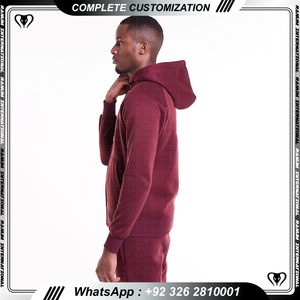 เสื้อฮู้ดซิปผู้ชายปักโลโก้ตามสั่ง พร้อมงานปัก 3 มิติ และงานประดับลูกปัด ระบายอากาศได้ดี บริการ ODM สีพื้นสำหรับเสื้อกันหนาว - Product Image 4